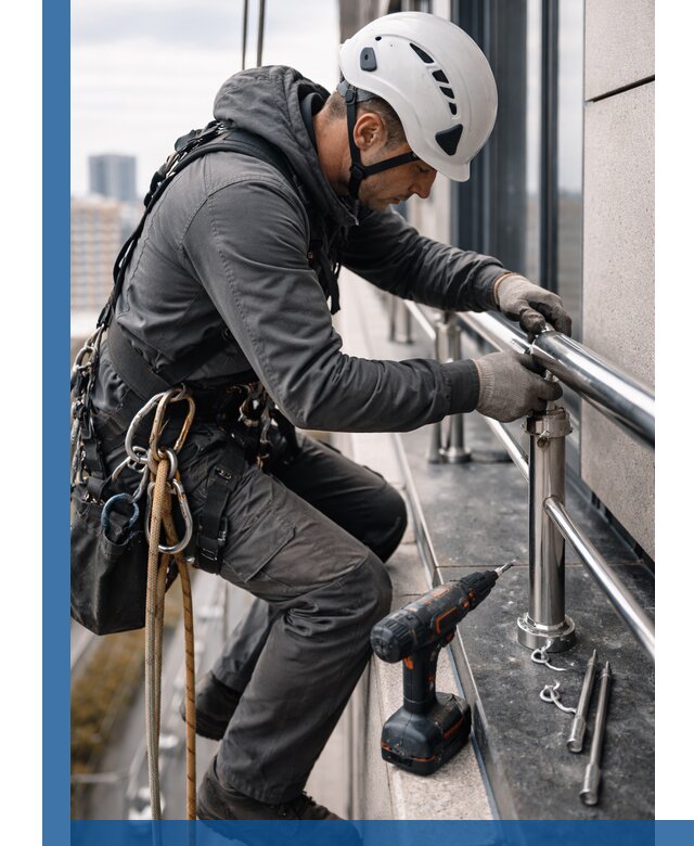 Монтаж ограждений на высоте в Новокузнецке для зданий и конструкций