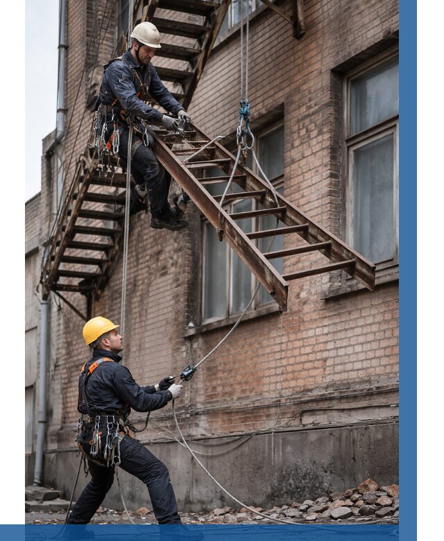 Демонтаж пожарной лестницы в Новокузнецке от 12329 р. | ВЫСОТНИК-Нвк