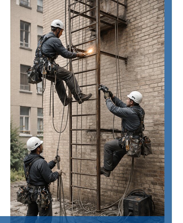 Ремонт пожарной лестницы в Новокузнецке от 7706 р. | ВЫСОТНИК-Нвк