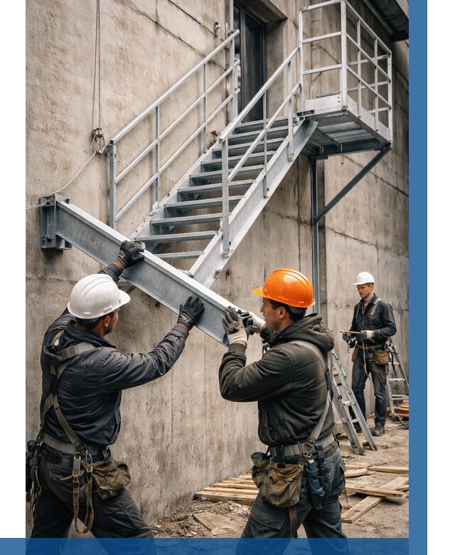 Монтаж металлических лестниц в Новокузнецке от 15411 р. | ВЫСОТНИК-Нвк