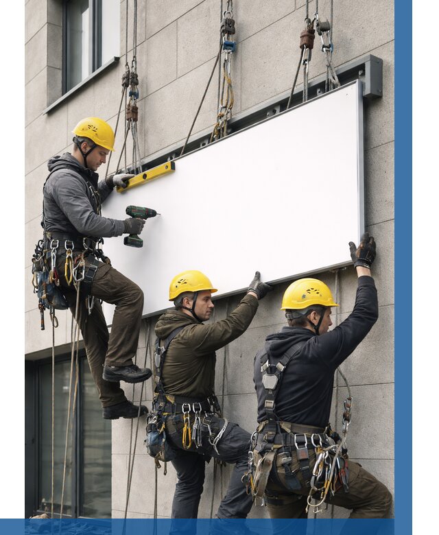 Монтаж рекламной вывески в Новокузнецке от 8219 р. | ВЫСОТНИК-Нвк