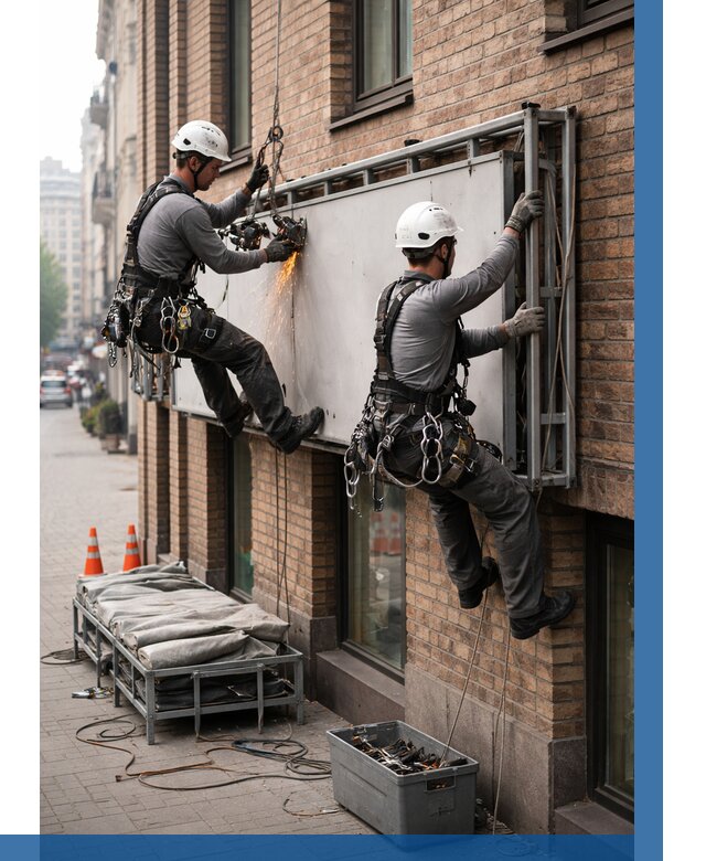 Демонтаж рекламной вывески в Новокузнецке от 6678 р. | ВЫСОТНИК-Нвк