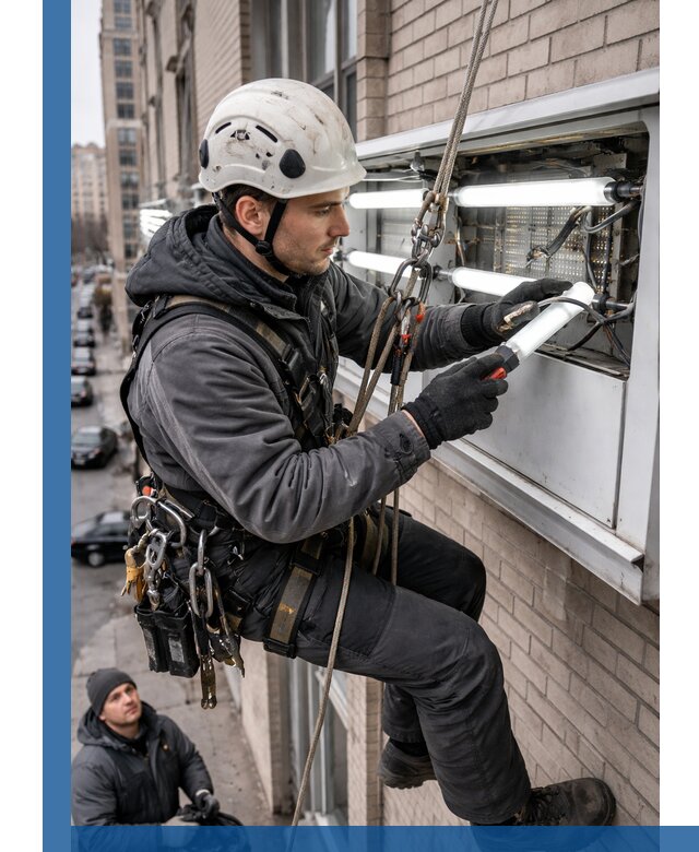 Профессиональная замена ламп в наружной вывеске в Новокузнецке