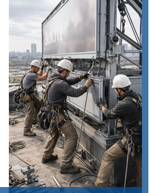 Монтаж крышной рекламной конструкции в Новокузнецке от 61644 р.|ВЫСОТНИК-Нвк