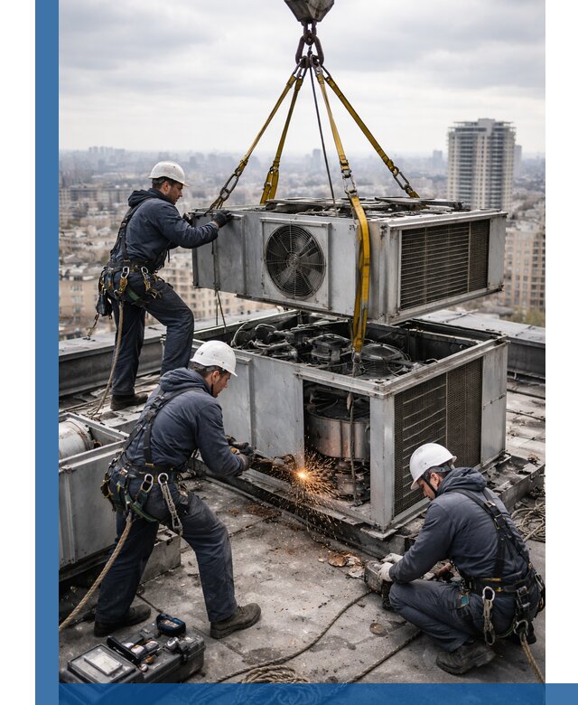 Демонтаж крышной установки в Новокузнецке любой сложности