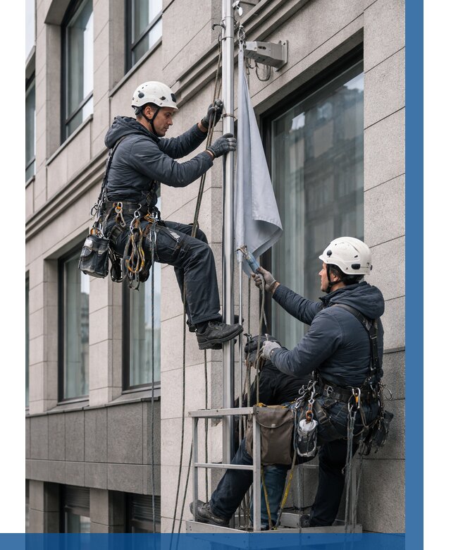 Установка флагов на фасаде в Новокузнецке от 4623 р. | ВЫСОТНИК-Нвк