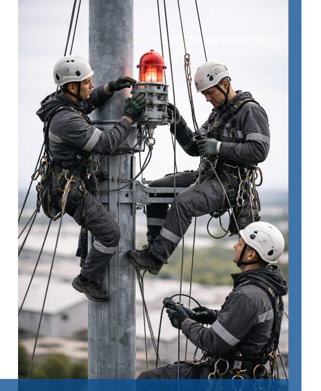 Монтаж заградительных огней в Новокузнецке от 8733 р. | ВЫСОТНИК-Нвк