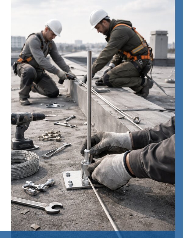 Монтаж молниезащиты на кровле в Новокузнецке цена от 25685 р. | ВЫСОТНИК-Нвк