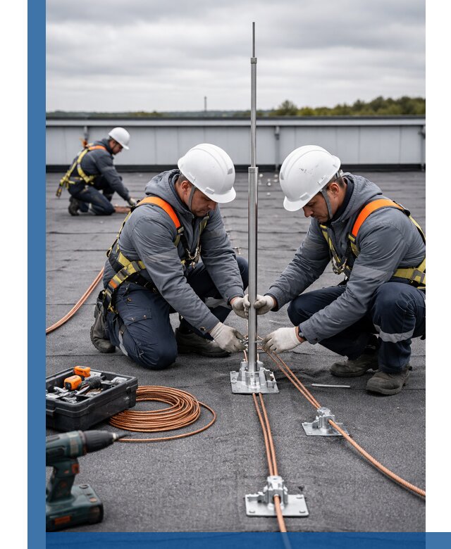 Монтаж молниезащиты на кровле в Новокузнецке под ключ с гарантией