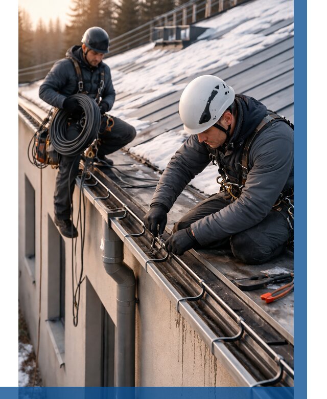Монтаж греющего кабеля на кровле в Новокузнецке от 462 р. | ВЫСОТНИК-Нвк