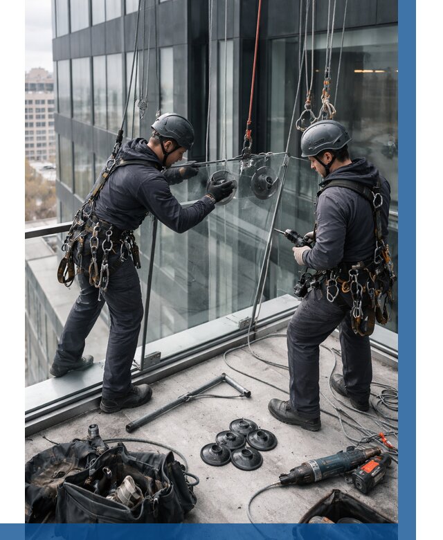 Монтаж стеклянных ограждений в Новокузнецке от 2569 р. | ВЫСОТНИК-Нвк