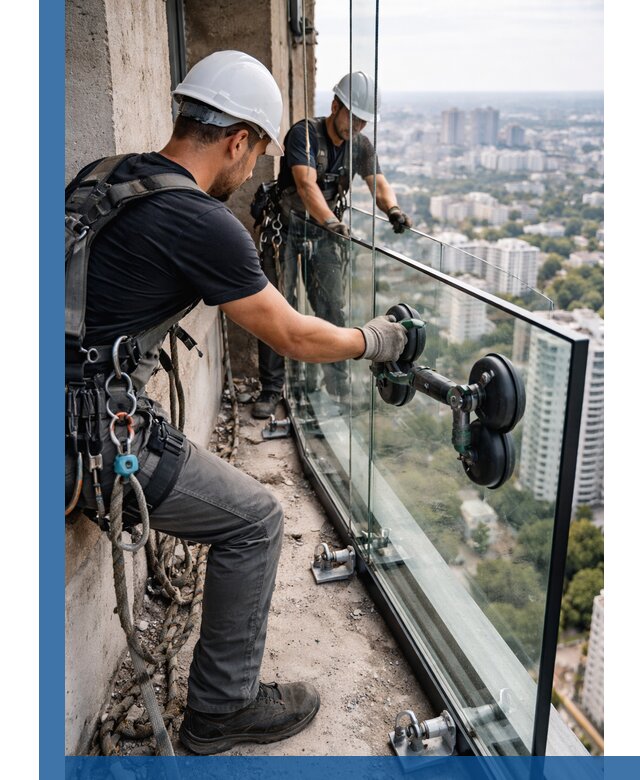 Монтаж стеклянных ограждений под ключ с гарантией в Новокузнецке