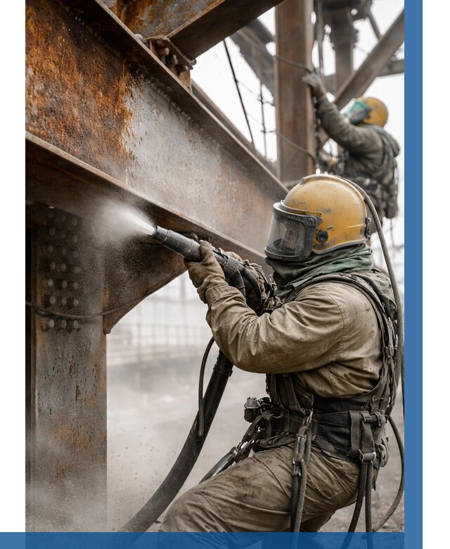 Пескоструйная очистка металлоконструкций в Новокузнецке по 616 р. ВЫСОТНИК-Нвк