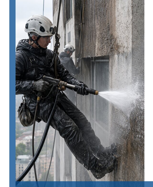 Гидроструйная очистка фасадов и конструкций в Новокузнецке