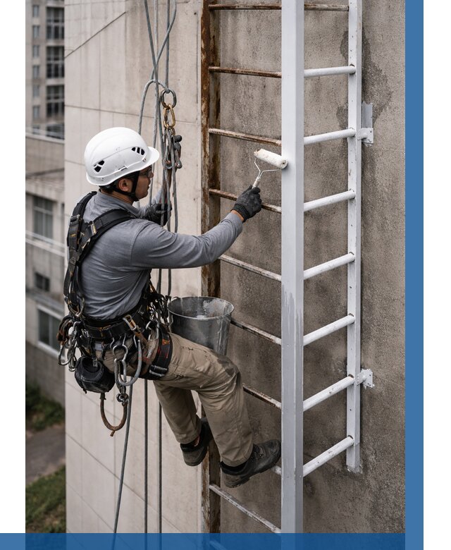 Покраска пожарных лестниц в Новокузнецке от 4623 р. | ВЫСОТНИК-Нвк