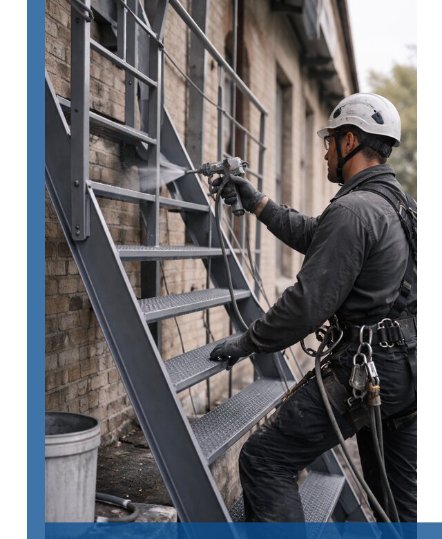 Покраска и антикоррозионная защита пожарных лестниц в Новокузнецке