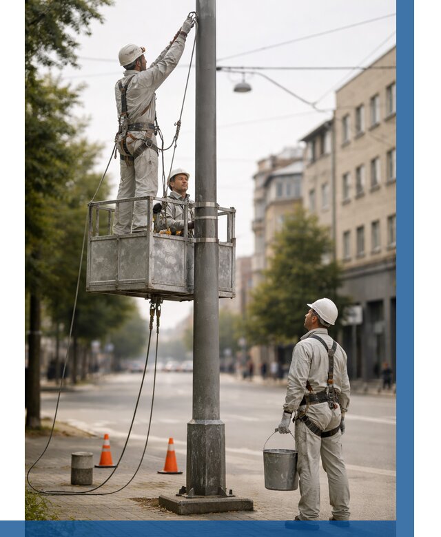 Покраска опор освещения в Новокузнецке от 5137 р. | ВЫСОТНИК-Нвк