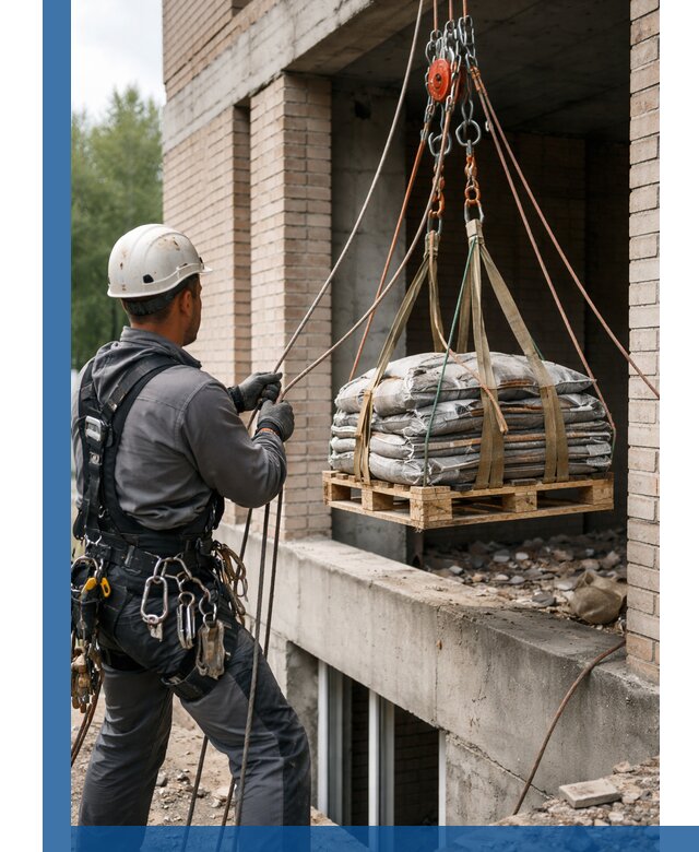 Подъем материалов на этаж веревками в Новокузнецке оперативно