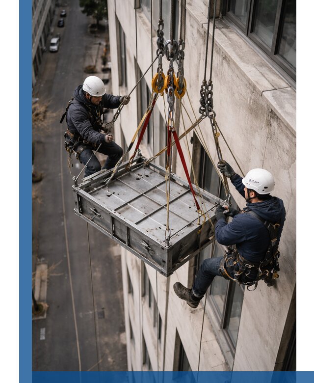 Спуск и подъем грузов по фасаду в Новокузнецке для зданий