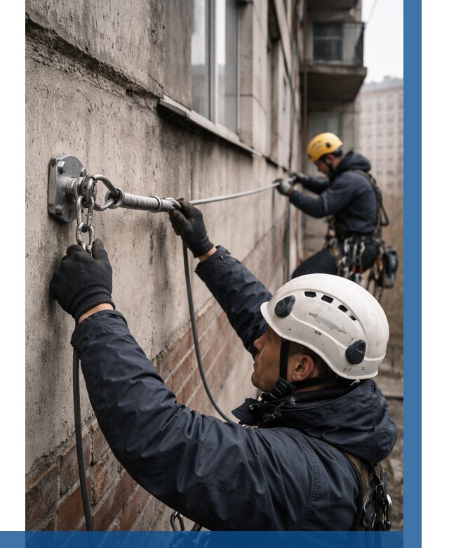 Монтаж анкерных линий в Новокузнецке от 3082 р. | ВЫСОТНИК-Нвк