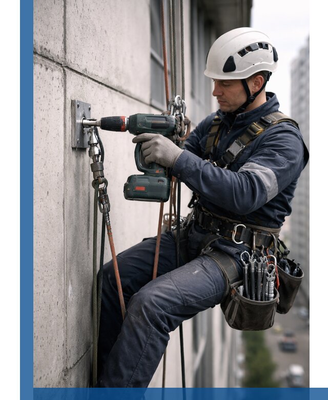 Установка анкерных точек для высотных работ в Новокузнецке